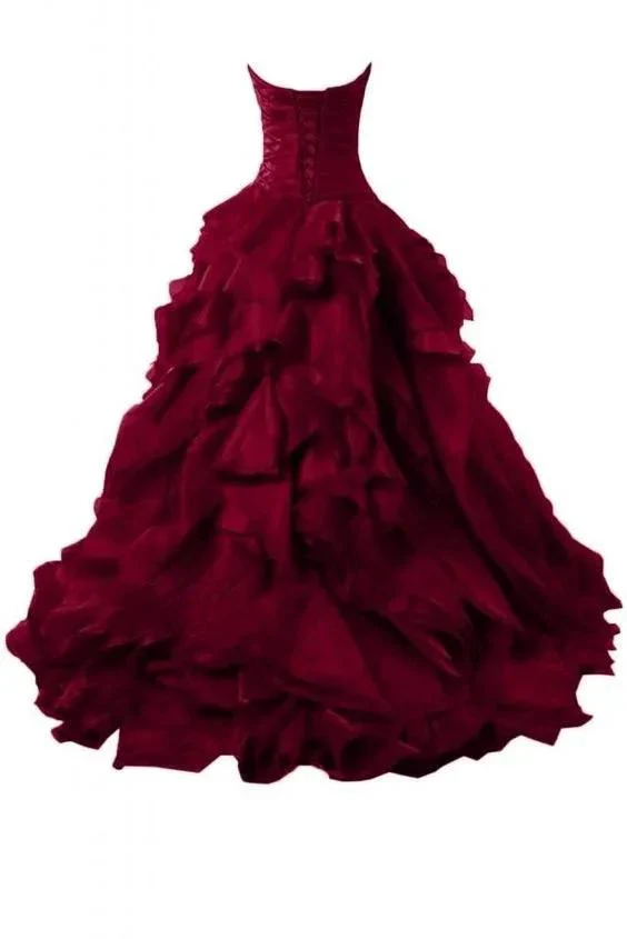 Burgundy Evening Gowns,Ball Gown Formal Dress,Evening Gowns For Teens Y1558 - Image 3
