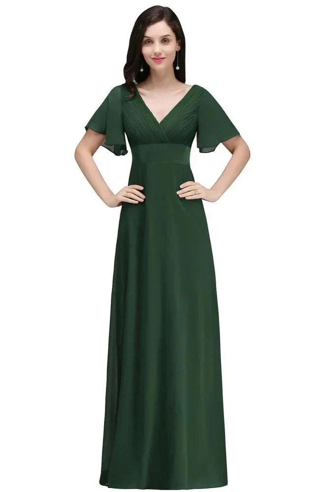 Burgundy Floor-length A-line Chiffon Prom Dress - Image 10