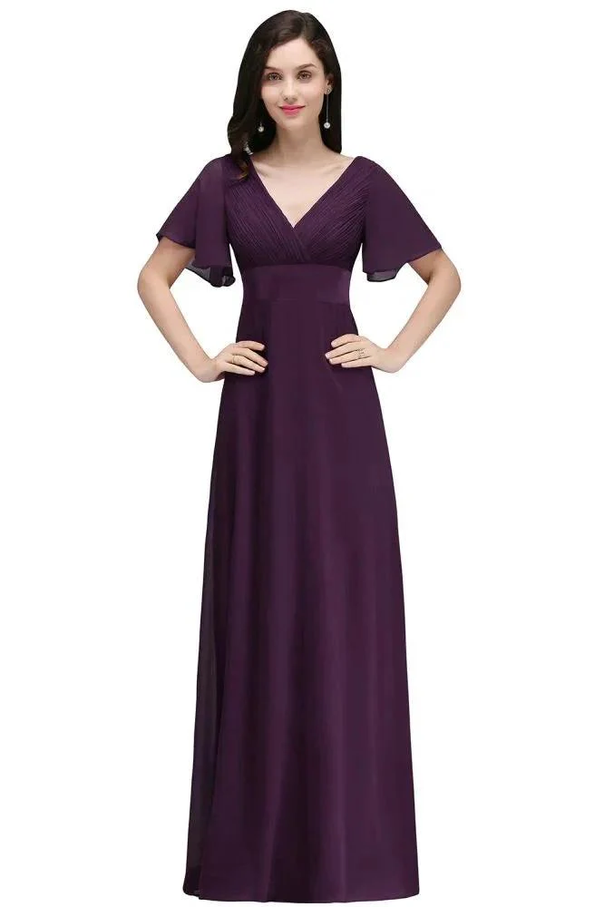 Burgundy Floor-length A-line Chiffon Prom Dress - Image 6