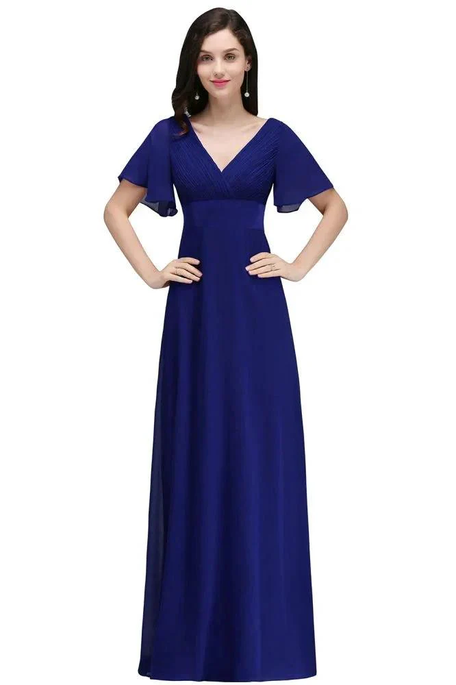 Burgundy Floor-length A-line Chiffon Prom Dress - Image 7