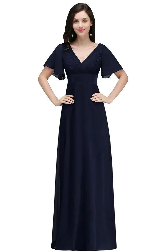 Burgundy Floor-length A-line Chiffon Prom Dress - Image 8