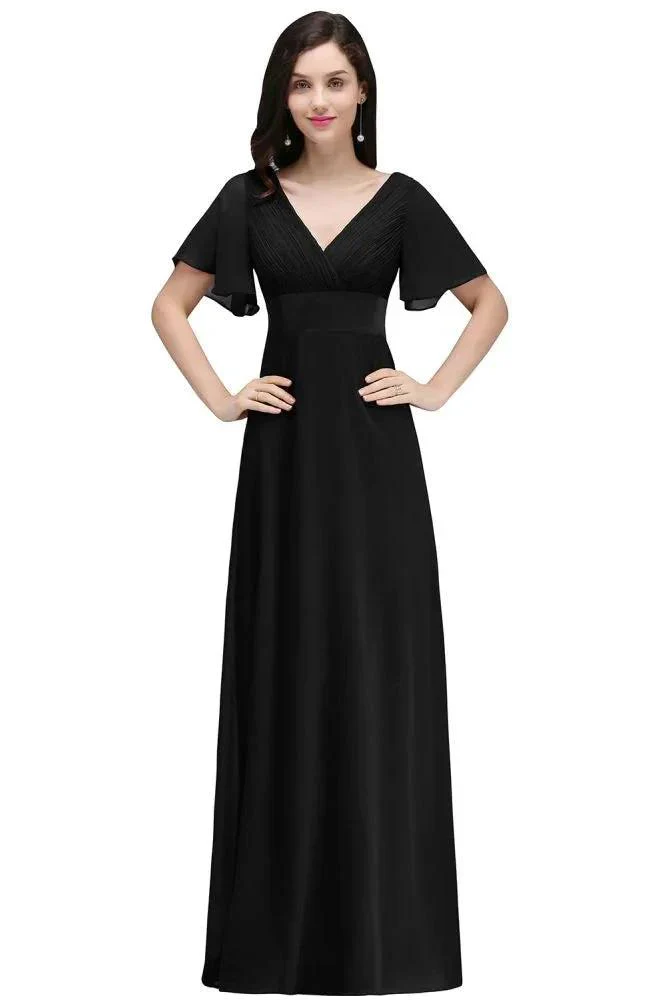 Burgundy Floor-length A-line Chiffon Prom Dress - Image 9