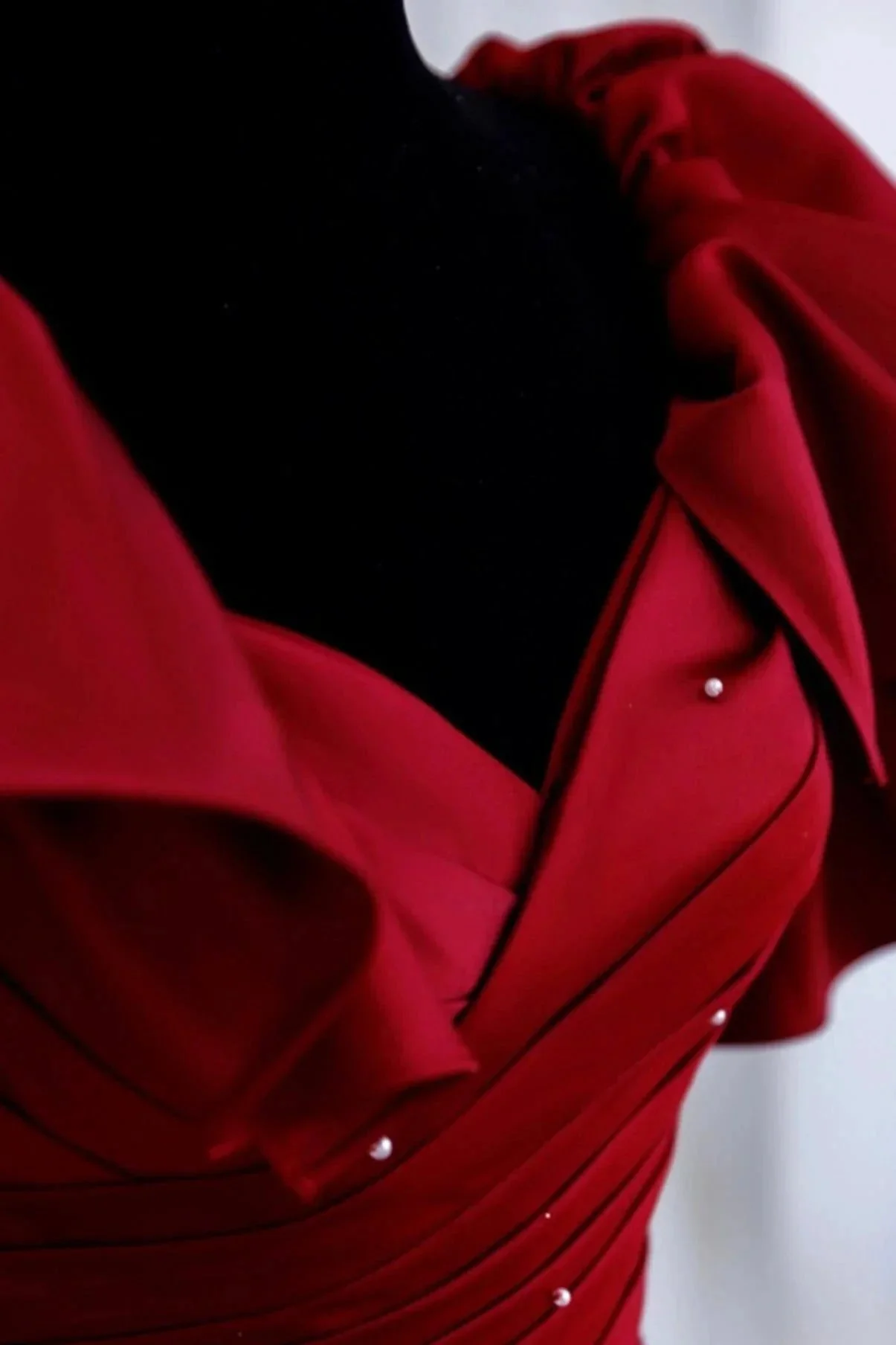 Burgundy satin long A line prom dress evening dress Y518 - Image 3