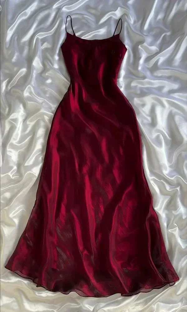 Burgundy Satin Long A Line Prom Dress Evening Dress Y7509 - Image 2