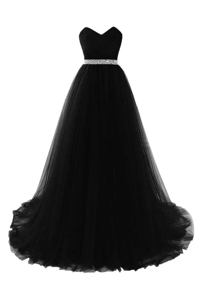 Burgundy Tulle A-line Sweetheart Prom Dress - Image 11