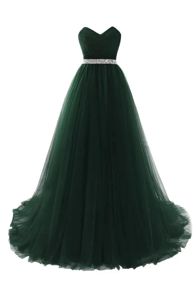 Burgundy Tulle A-line Sweetheart Prom Dress - Image 12