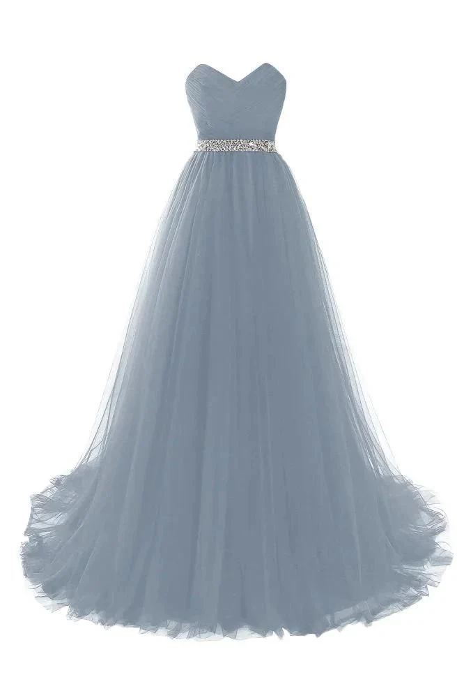 Burgundy Tulle A-line Sweetheart Prom Dress - Image 13