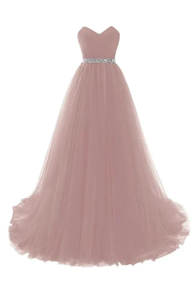 Burgundy Tulle A-line Sweetheart Prom Dress - Image 8