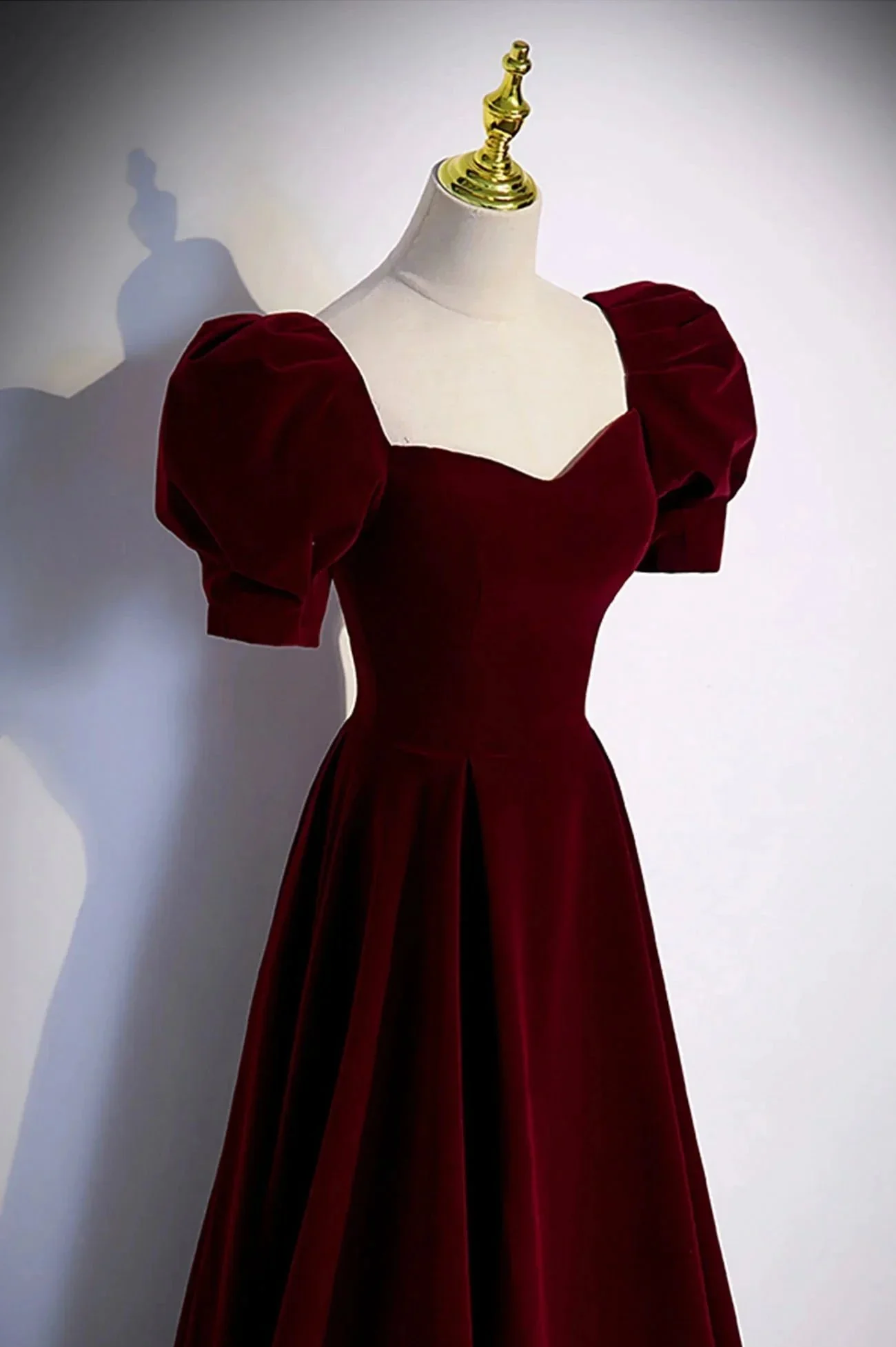 Burgundy velvet long prom dress evening dress  s88 - Image 4