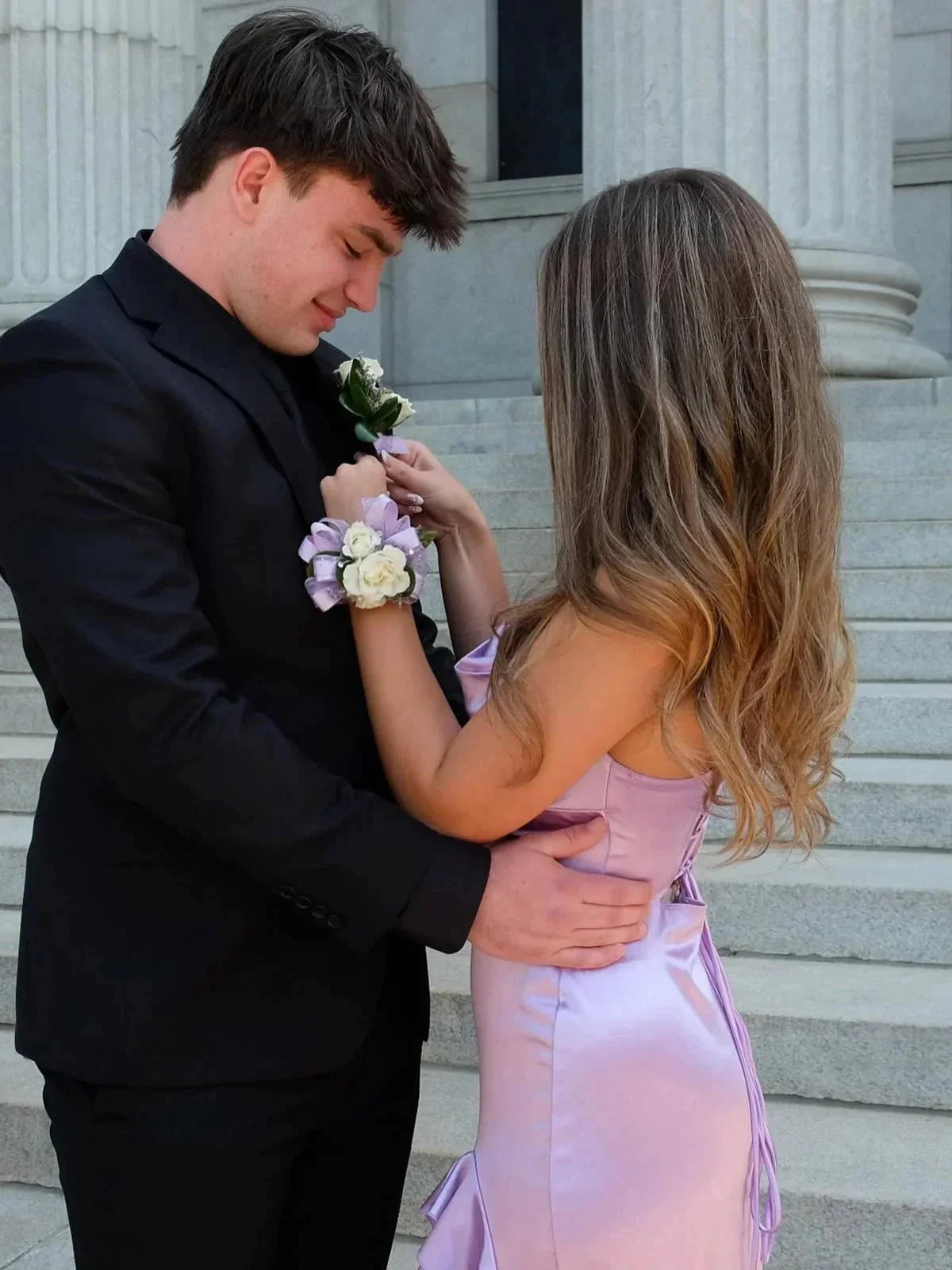 Calivia | Lavender Mermaid Straps Cowl Neck Satin Long Prom Dress - Image 3
