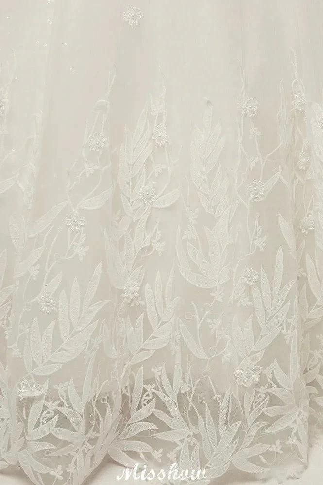 Cap Sleeves A-line Scoop Floor Length Lace Appliques Wedding Dresses - Image 5
