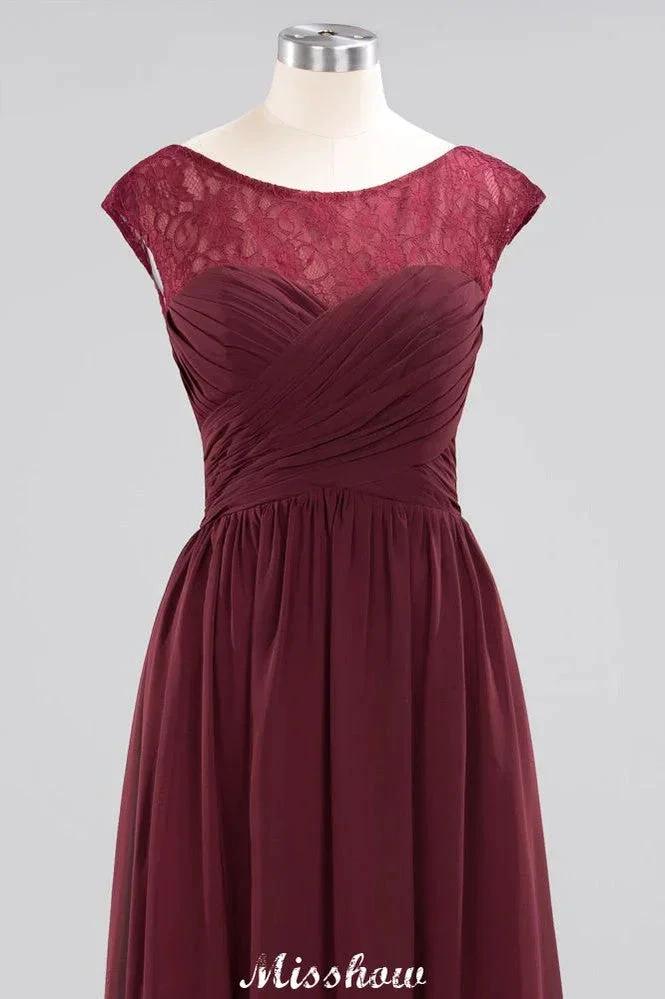 Cap Sleeves Aline Evening Maxi Dress Chiffon Tulle Wedding Party Dress - Image 3