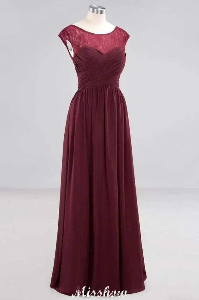 Cap Sleeves Aline Evening Maxi Dress Chiffon Tulle Wedding Party Dress - Image 5