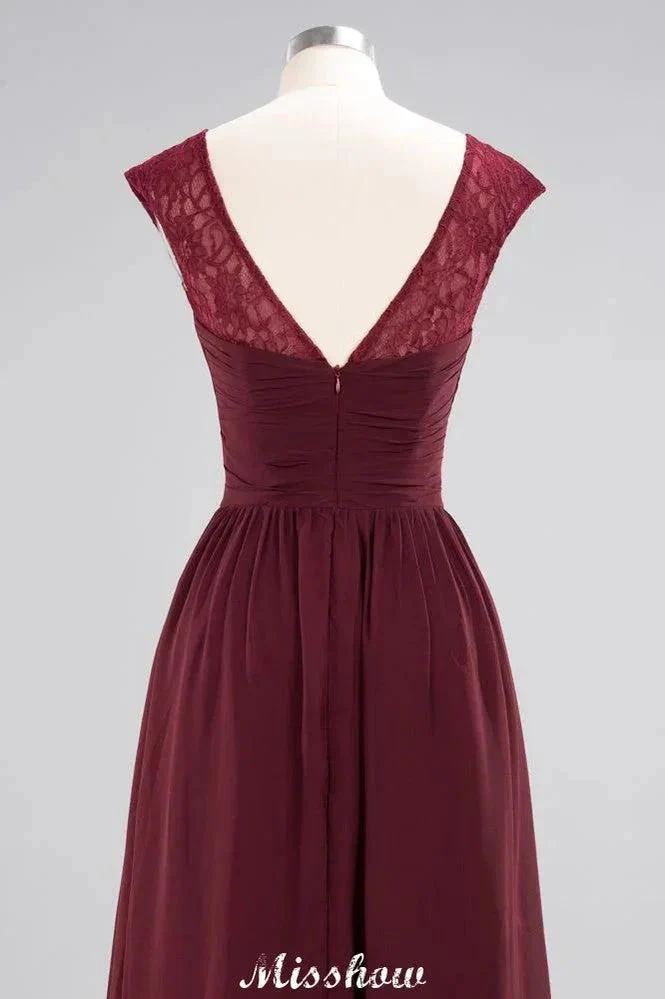 Cap Sleeves Aline Evening Maxi Dress Chiffon Tulle Wedding Party Dress - Image 7