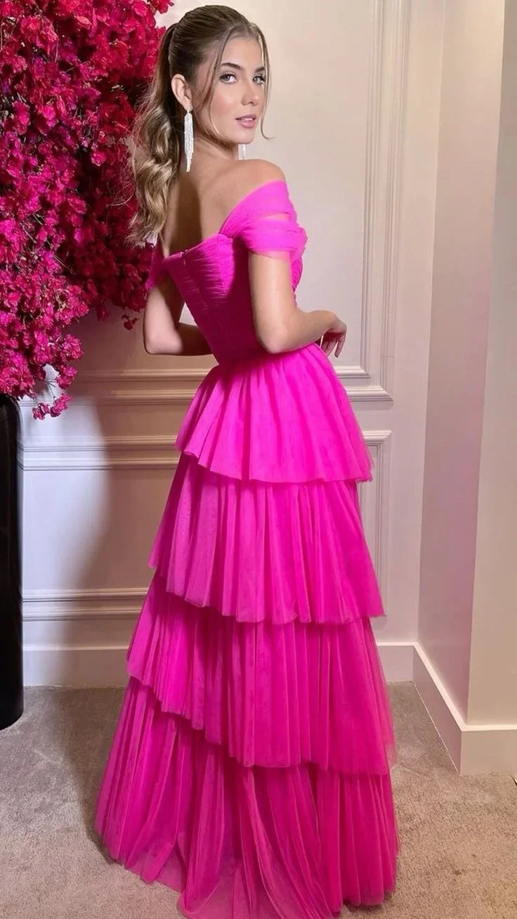 Cap Sleeves Formal Dress Tiered Beach Evening Dress Wedding Sweep Train Special Occasion Dress Y5009 - Image 2