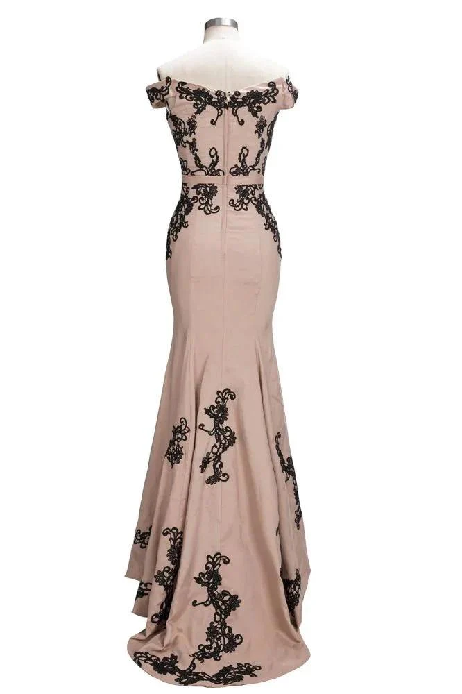Cap Sleeves Mermaid Long Off-shoulder Applique Prom Dresses - Image 2