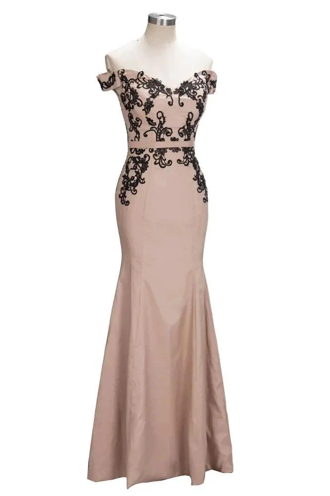 Cap Sleeves Mermaid Long Off-shoulder Applique Prom Dresses - Image 4