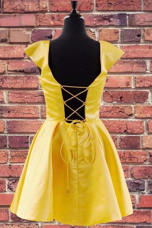 Cap Sleeves Short Royal Blue Homecoming Dress with Lace Up Back PD321 - Image 3