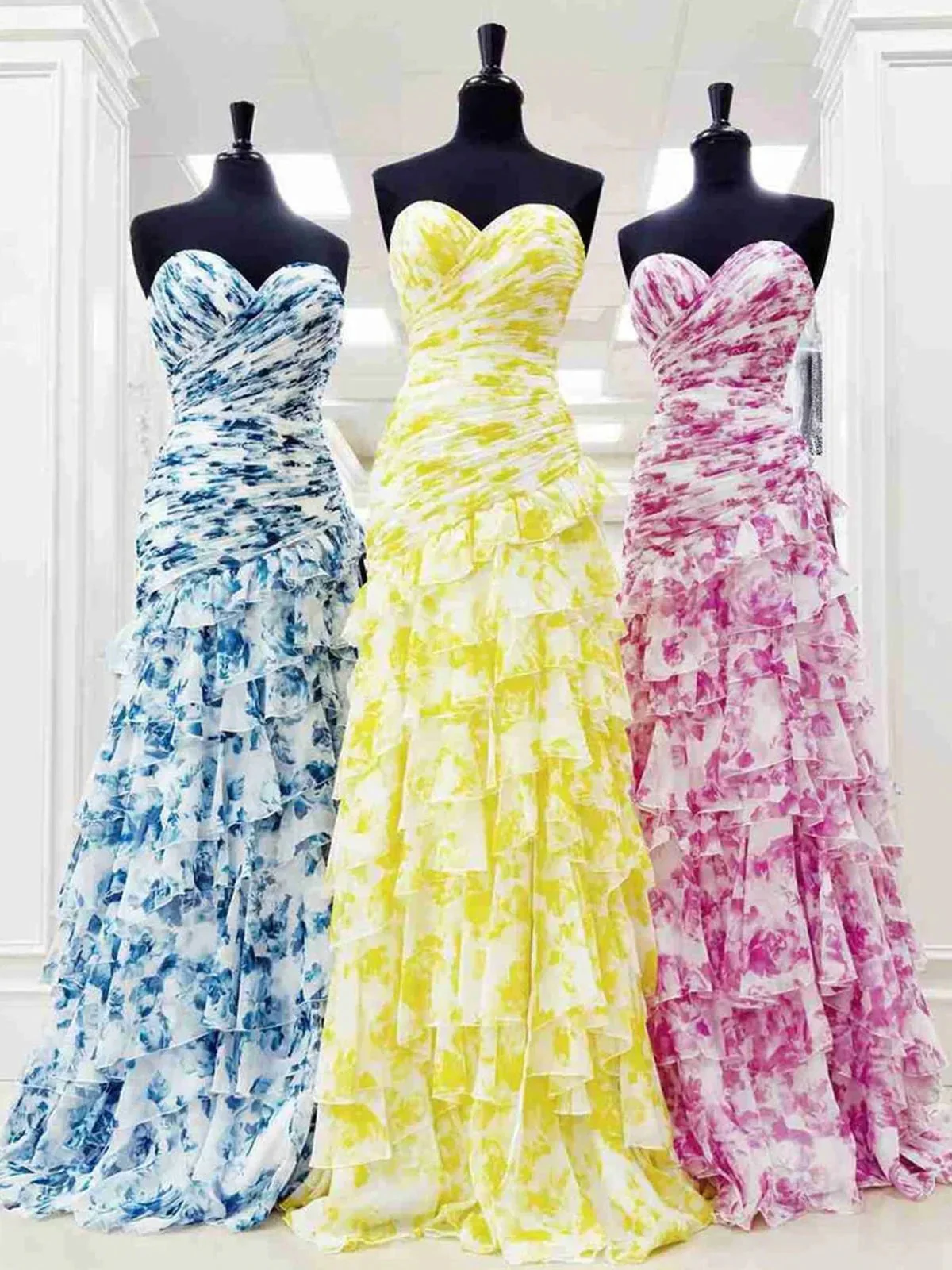 Cassian | Mermaid Sweetheart Printed Chiffon Long Prom Dresses with Slit - Image 3