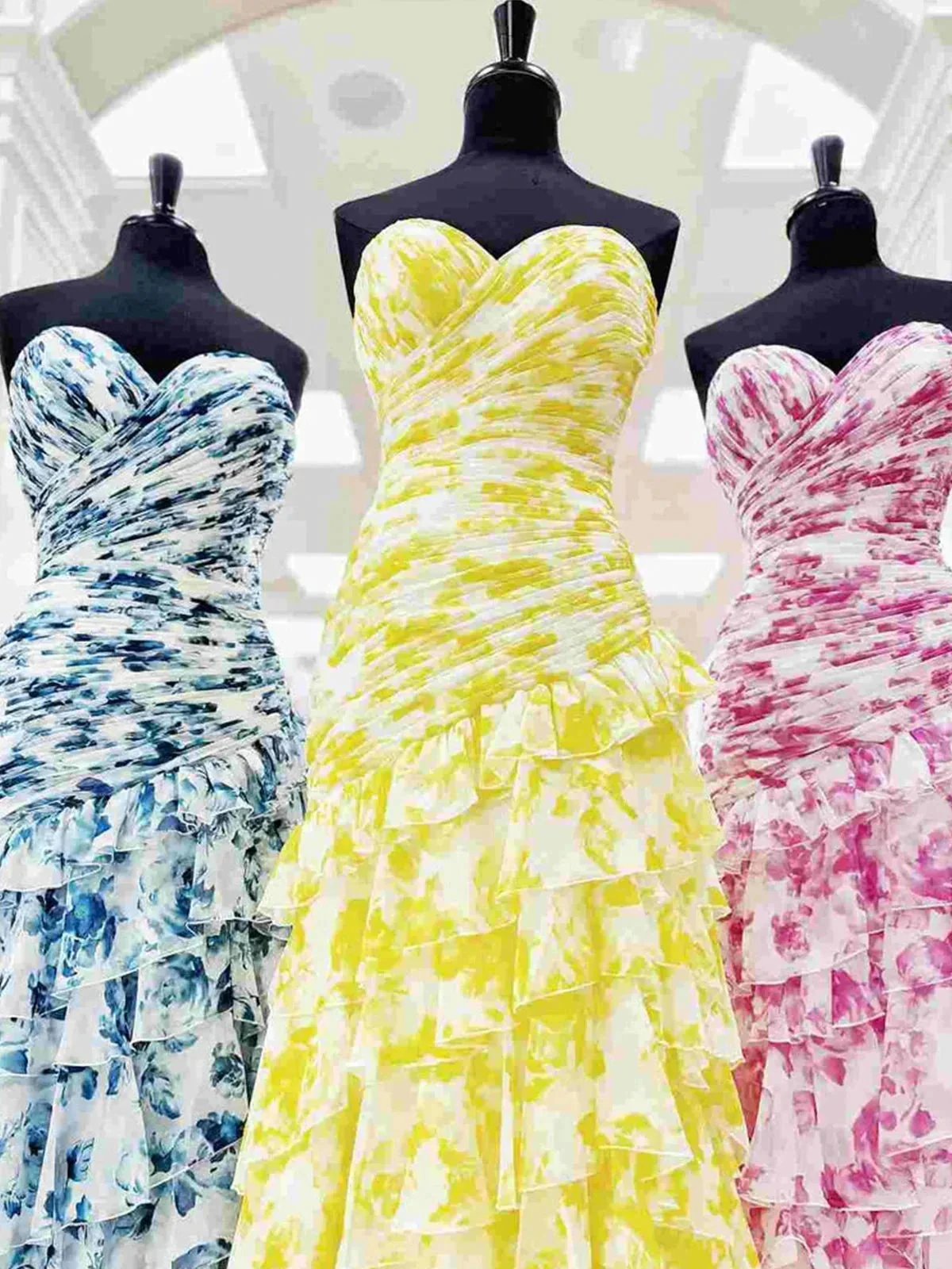 Cassian | Mermaid Sweetheart Printed Chiffon Long Prom Dresses with Slit - Image 4