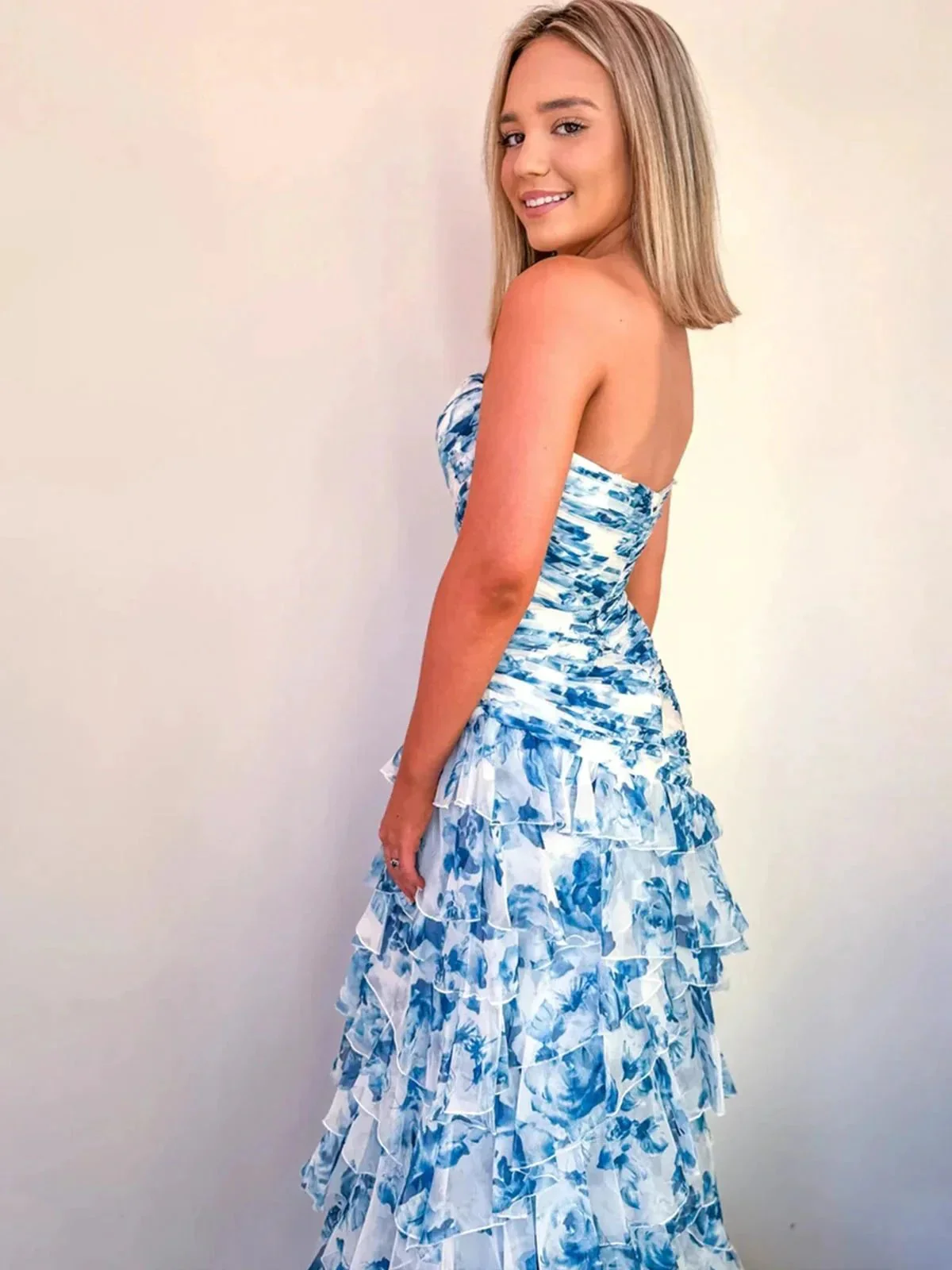 Cassian | Mermaid Sweetheart Printed Chiffon Long Prom Dresses with Slit - Image 7