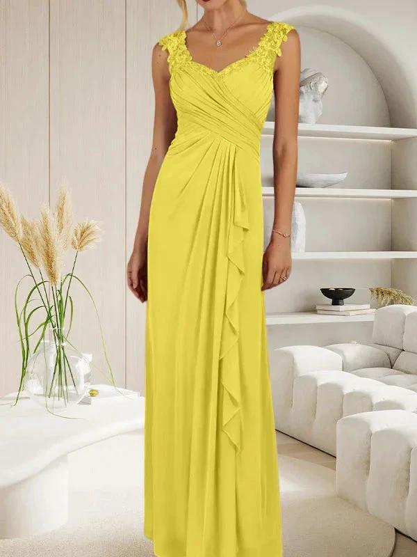 Champagne A-Line Sweetheart Neckline Pleated Mesh Dress - Image 48