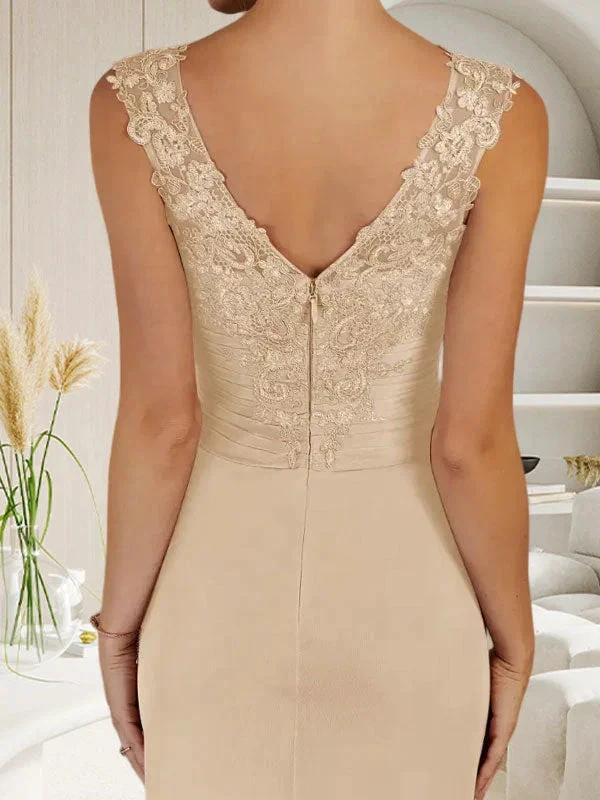 Champagne A-Line Sweetheart Neckline Pleated Mesh Dress - Image 6