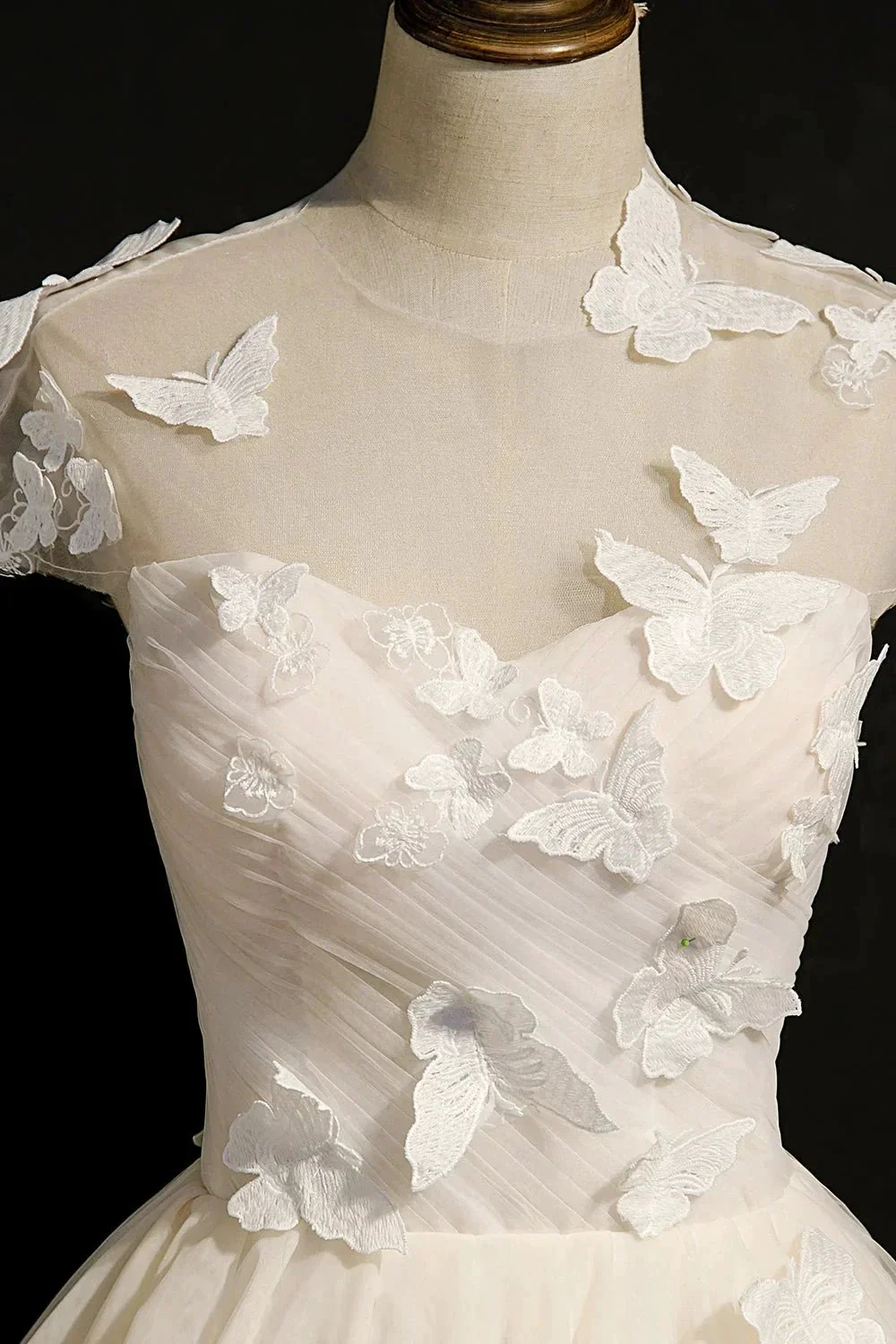 Champagne Lace Up Butterfly Appliques Tulle Homecoming Dresses - Image 4