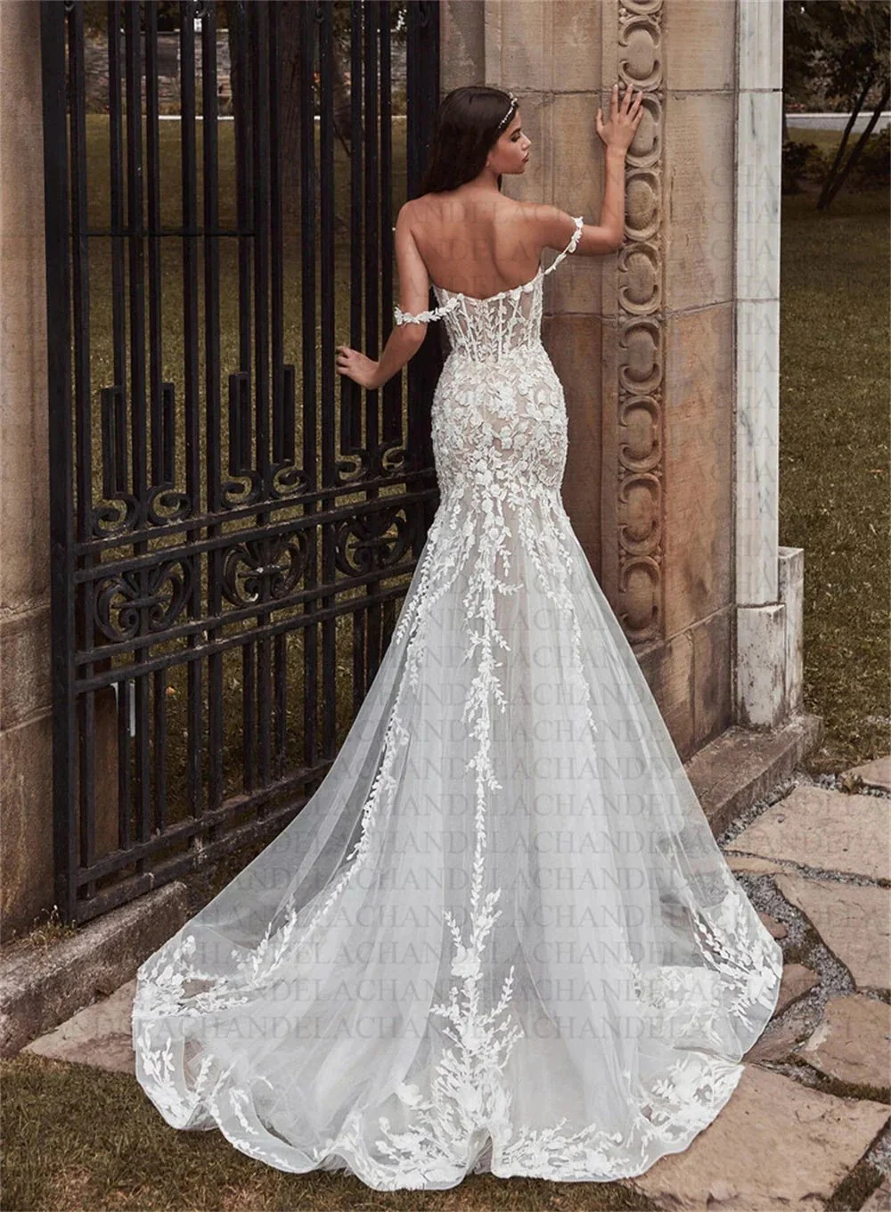 CHANDELA Charming Wedding Dresses Scoop Spaghetti Straps Trumpet Appliques Bridal Gown Robe For Women Custom Made - Image 2