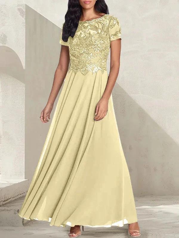 Charcoal Grey A-Line Scoop Long Mother of the Bride Dress With Beadings - Image 10