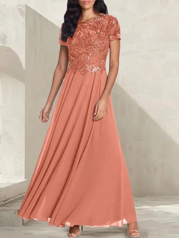 Charcoal Grey A-Line Scoop Long Mother of the Bride Dress With Beadings - Image 11