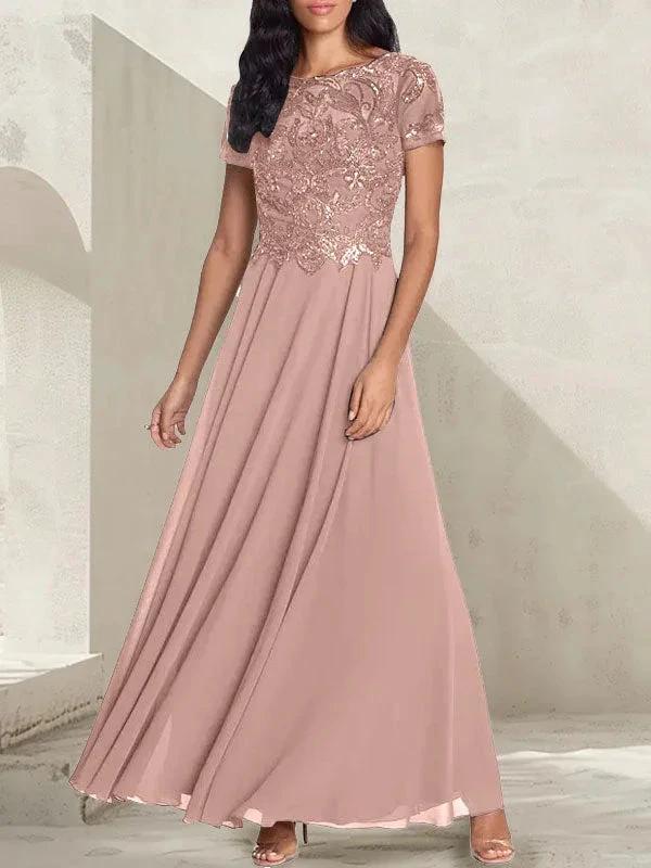 Charcoal Grey A-Line Scoop Long Mother of the Bride Dress With Beadings - Image 13