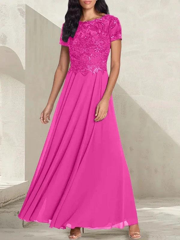 Charcoal Grey A-Line Scoop Long Mother of the Bride Dress With Beadings - Image 14