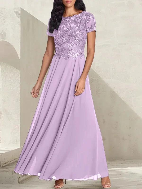 Charcoal Grey A-Line Scoop Long Mother of the Bride Dress With Beadings - Image 20