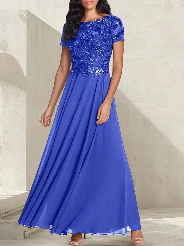 Charcoal Grey A-Line Scoop Long Mother of the Bride Dress With Beadings - Image 32