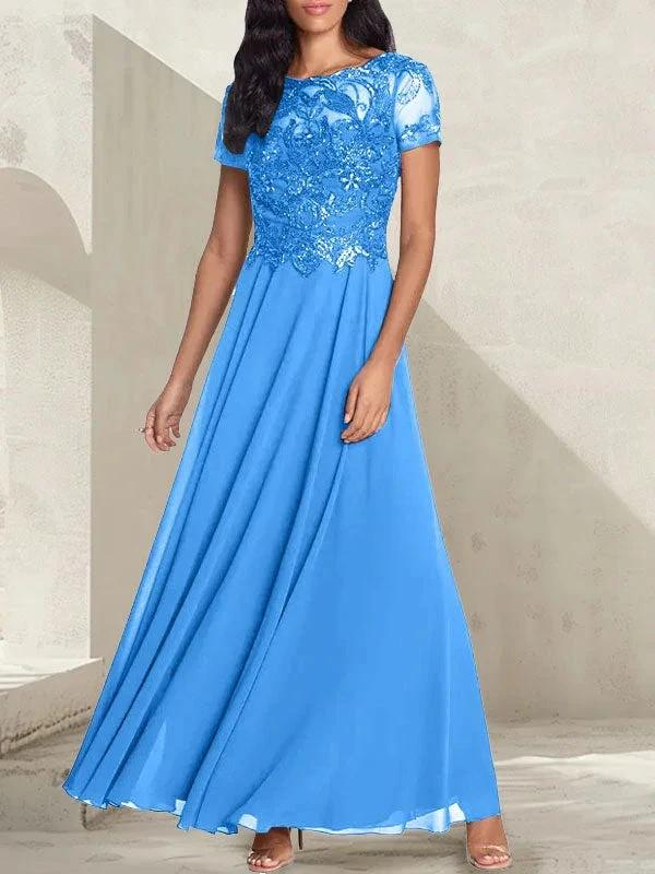 Charcoal Grey A-Line Scoop Long Mother of the Bride Dress With Beadings - Image 7