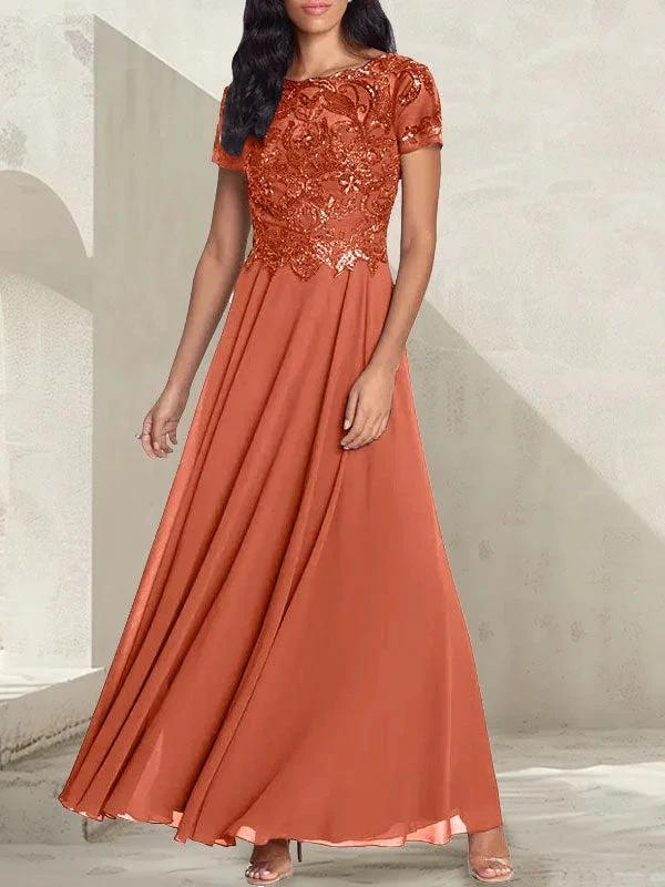 Charcoal Grey A-Line Scoop Long Mother of the Bride Dress With Beadings - Image 9