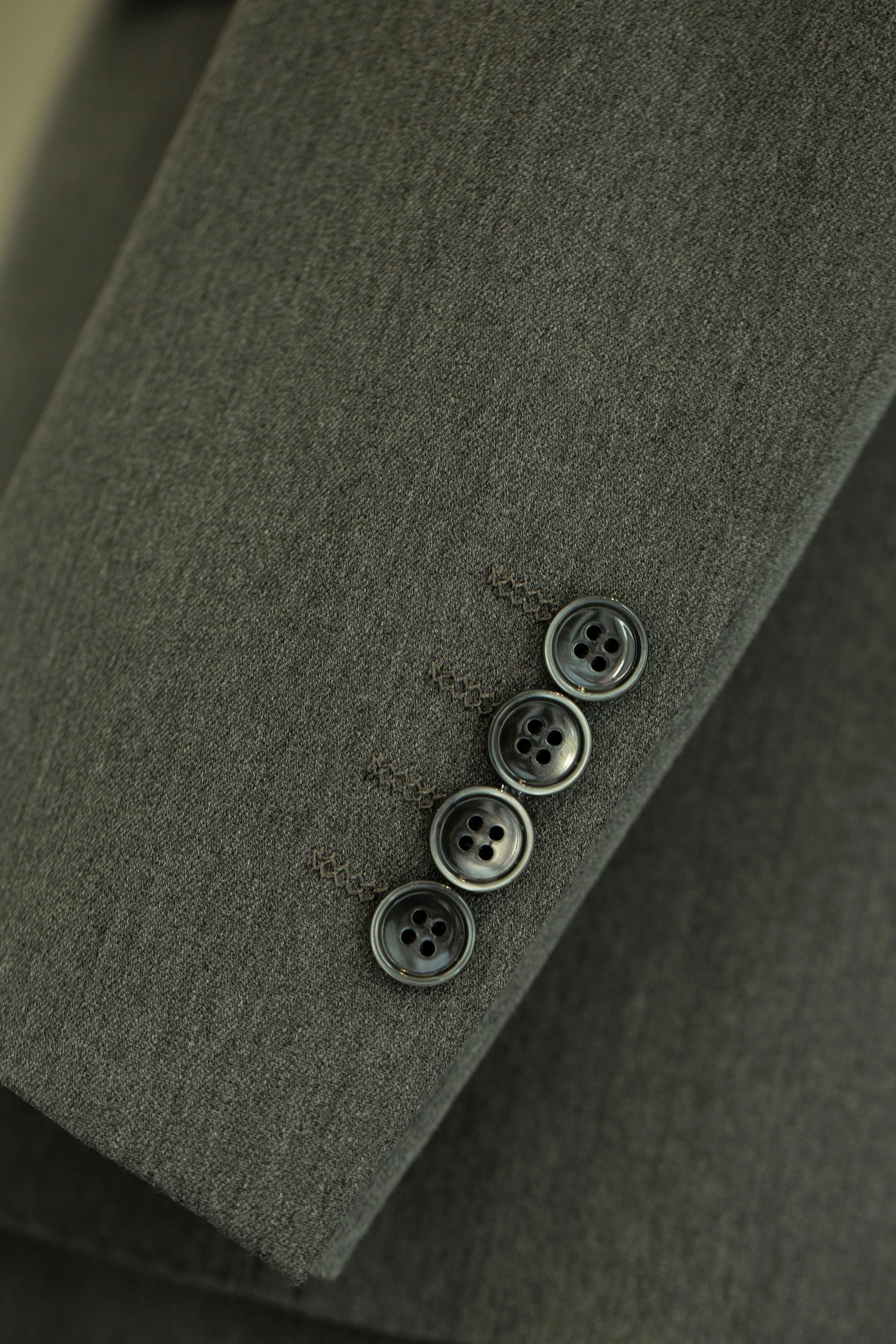 Charcoal Grey Wool Double Breasted 3 Piece Wedding Suit For Groom And Groomsmen - Image 3