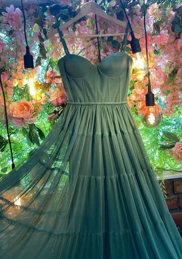 Charming A-line Green Sleeveless Evening Dress Y5284 - Image 2