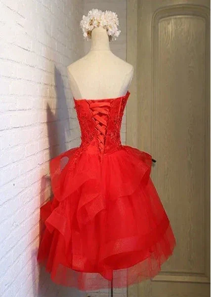 Charming A-line lace strapless short homecoming dresses Y1107 - Image 4