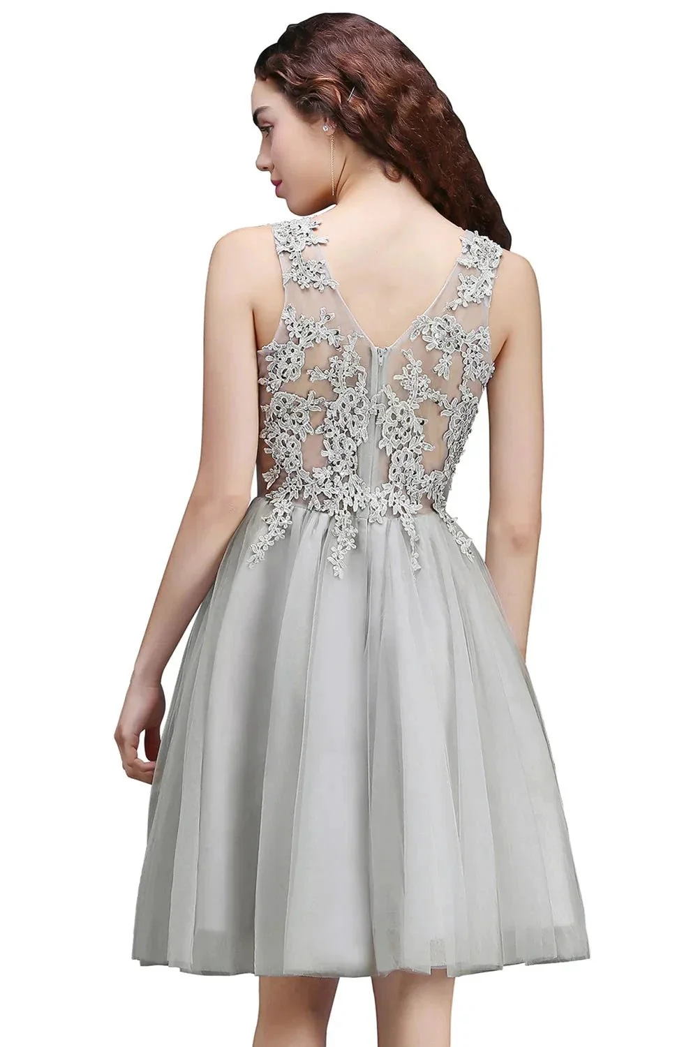 Charming A-Line Scoop Sleeveless Appliques Lace Short Bridesmaid Dresses - Image 2