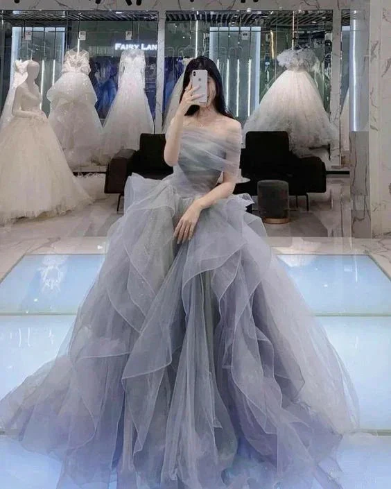 Charming A-line Tulle Prom Dress,Elegant Evening Gown Y1919 - Image 2