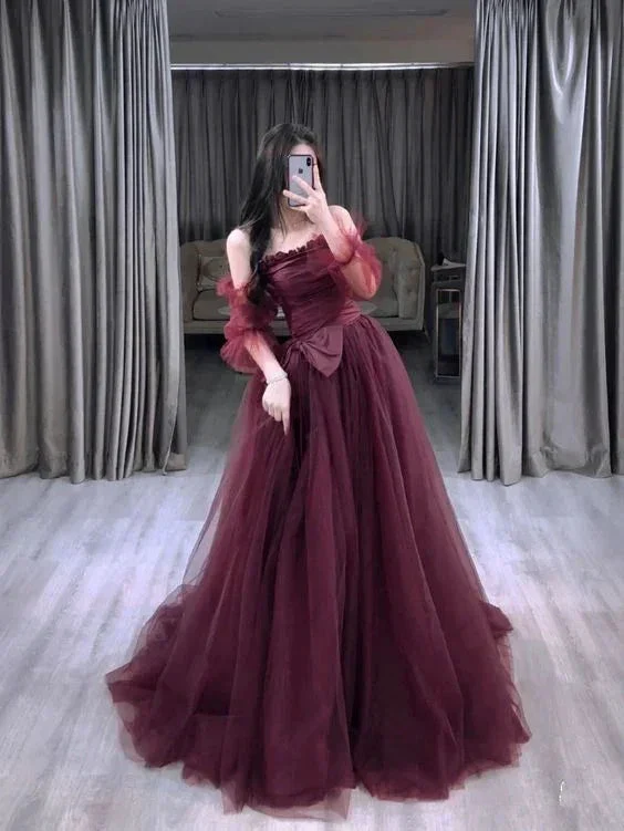 Charming A-line Tulle Prom Dress Evening Dress With Waist Bow Y6798 - Image 2