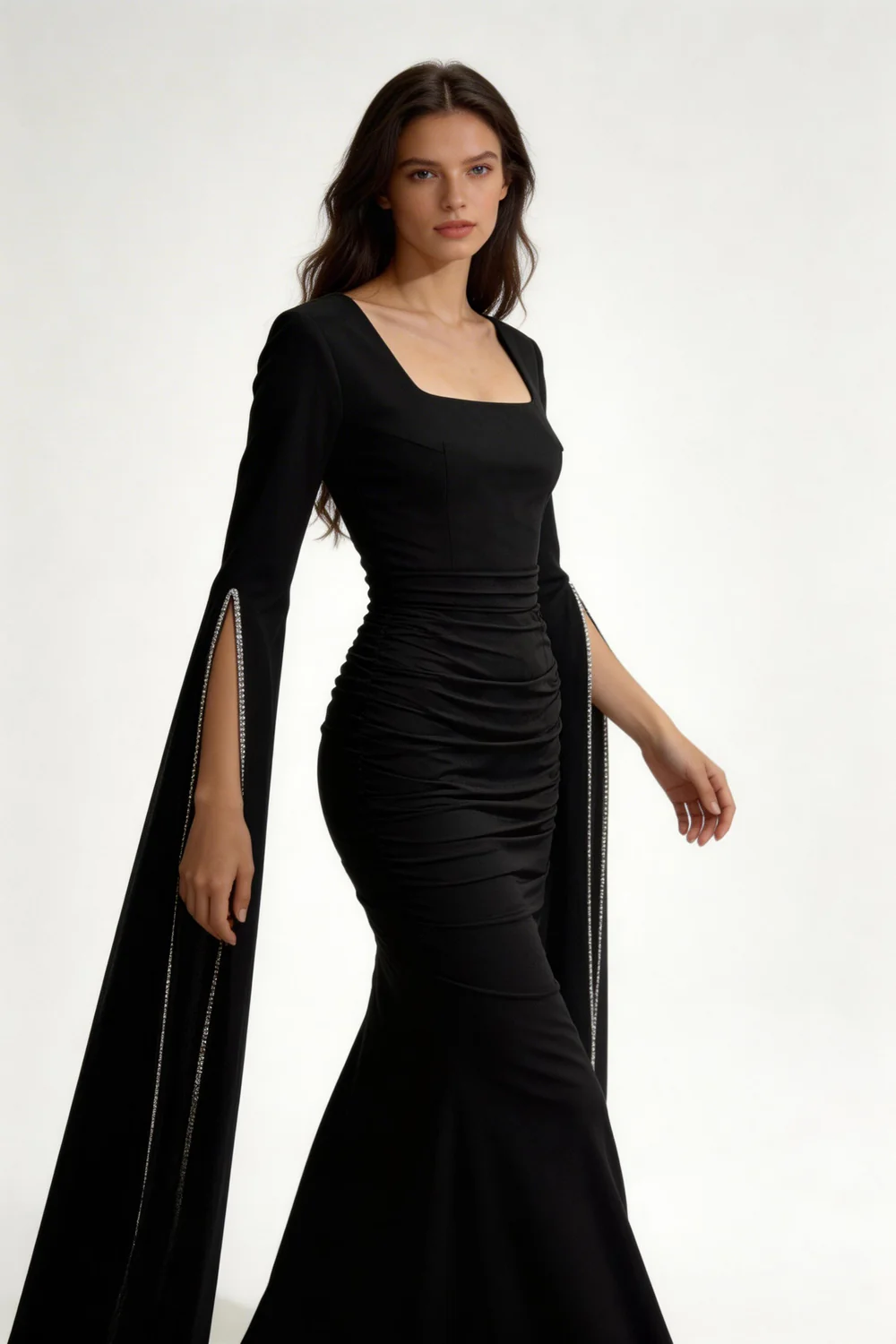 Charming Black Long Sleeves Prom Dress Black Evening Dress Y7089 - Image 3