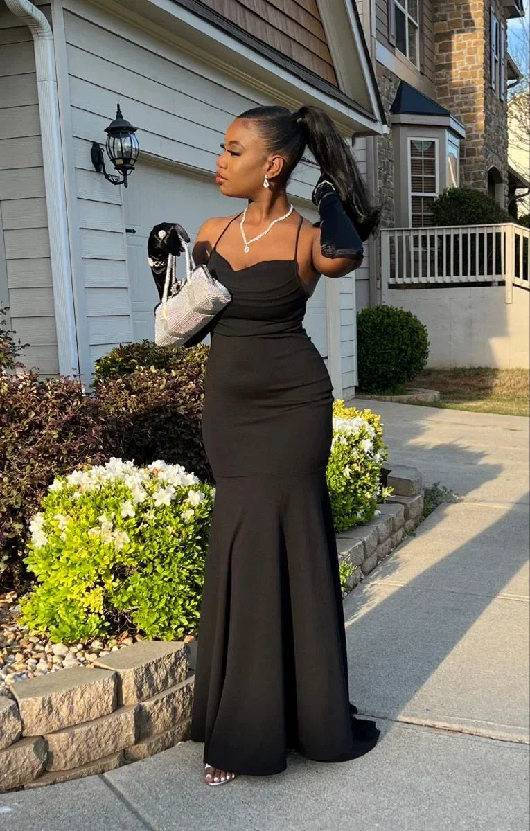 Charming Black Trumpet/Mermaid Long Prom Dress,Black Evening Dress ,Y2450 - Image 2