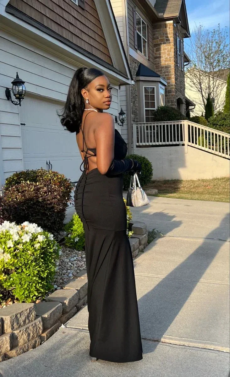 Charming Black Trumpet/Mermaid Long Prom Dress,Black Evening Dress ,Y2450 - Image 3