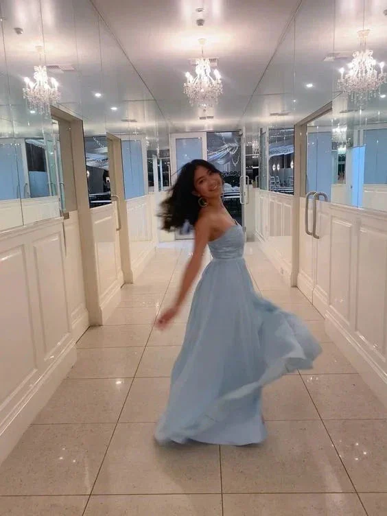 Charming Blue A-line Evening Dress Blue Formal Gown Y6533 - Image 2