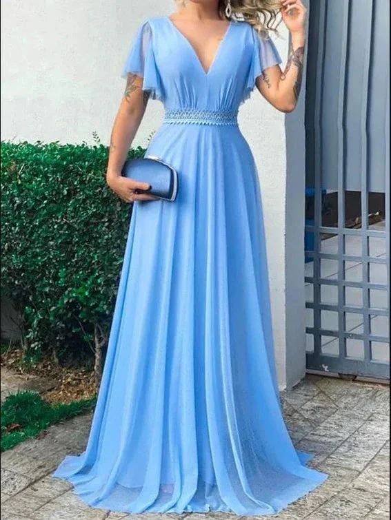 Charming Blue A-line Prom Dress Blue Evening Dress Y5775 - Image 2
