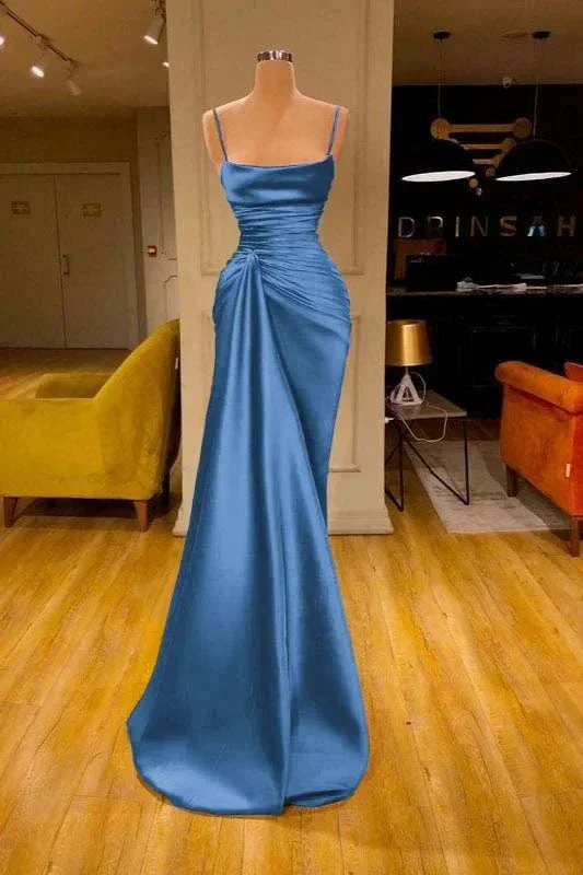 Charming Burgundy Spaghetti Straps Pleated Mermaid Prom Dress Long Evening 6868 - Image 3
