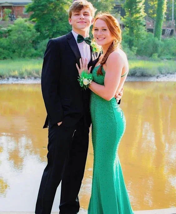 Charming Emerald Green Mermaid Prom Dress Emerald Green Evening Dress Y6481 - Image 2